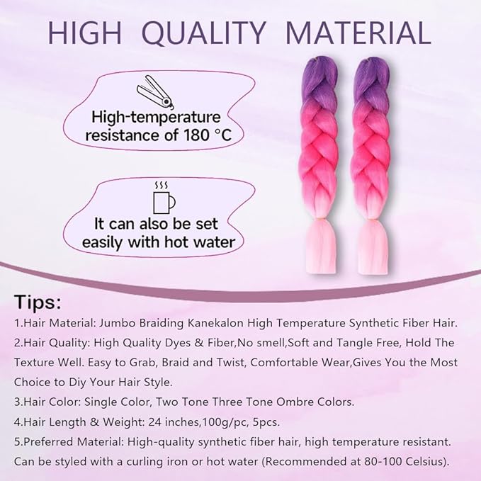 Ombre Braiding hair synthetic Crochet braids twist 24inch 3pcs/lot 100g Ombre two three tone Jumbo braid hair extensions Dreadlocks