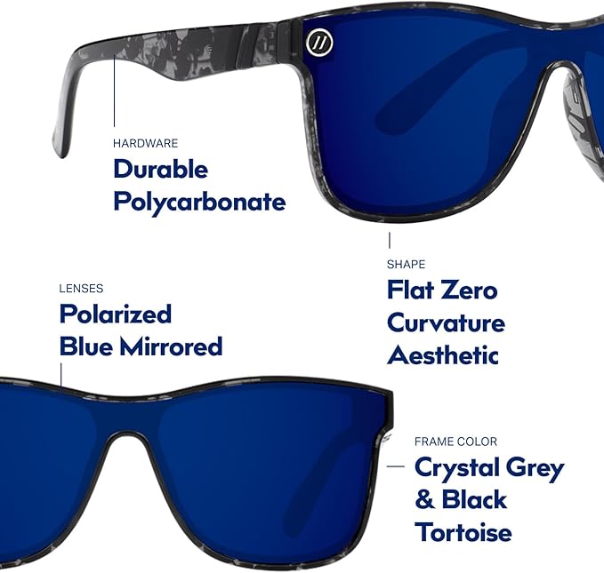 Blenders Eyewear Millenia X2 – Polarized Sunglasses – Flat, Mirrored Lens – 100% UV Protection – For Men & Women