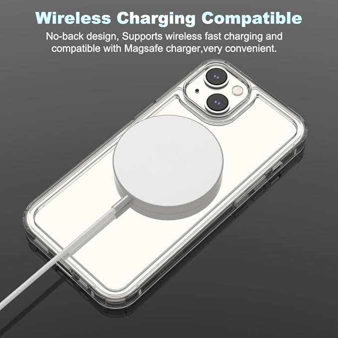 for iPhone 14/13 Clear Frame No-Back Case, Thin Ultra-Light Anti-Yellowing Transparent Protection Heat Dissipation Phone Cover Case 6.1"