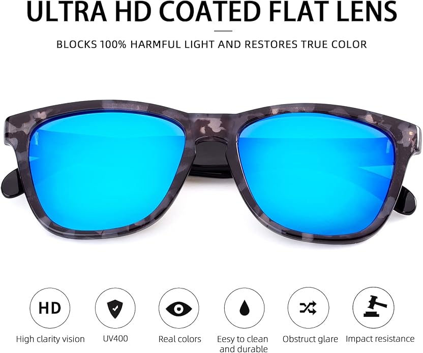 COLOSSEIN Sunglasses Womens,Classic Square Frame UV400 Mirrored Lens,Sunglasses Fit For Beach,Vacation,Driving