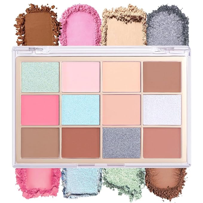 Nude Silver Brown Eyeshadow Palette,Natural Neutral Soft Small Cream Light Colors Eyeshadow Palette,Highly Pigmented Eye Shadow Palette Long Lasting Naturing-Looking Make Up Pallets for Women,Vegan