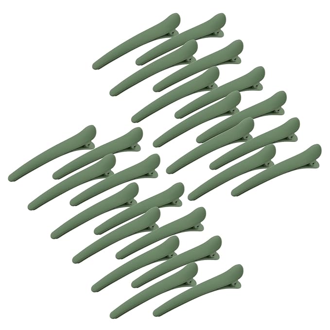 24 PCS Green Hair Clips for Styling and Sectioning - 3.1 Inch Matte Alligator YISSION Barrettes, No Crease Duck Billed Clips, Accessories for Women and Girls