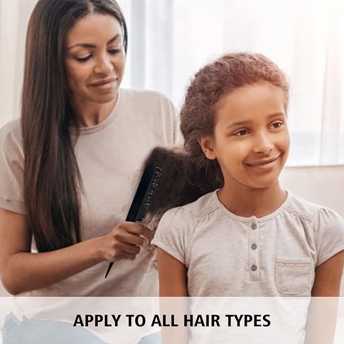 3 Pieces Comb Set for Teasing, Edge & Back Brushing - Rat Tail & Edge Combs for Styling Women's Hair (Black)