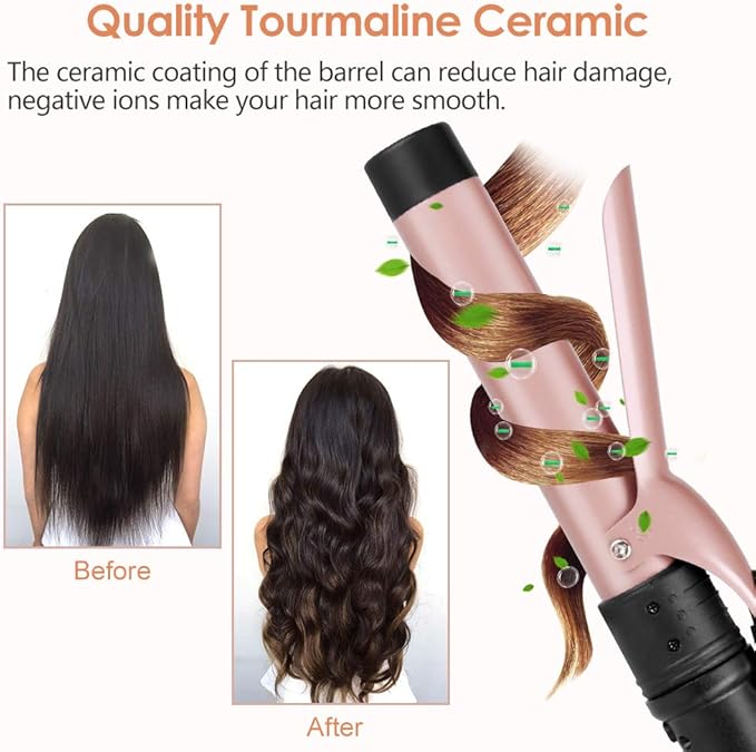 6-in-1 Curling Iron, Professional Instant Heat Up Hair Curling Wand Set with 6 Interchangeable Ceramic Barrels (0.35'' to 1.25'') and 2 Temperature Adjustments, Heat Protective Glove & 2 Clips