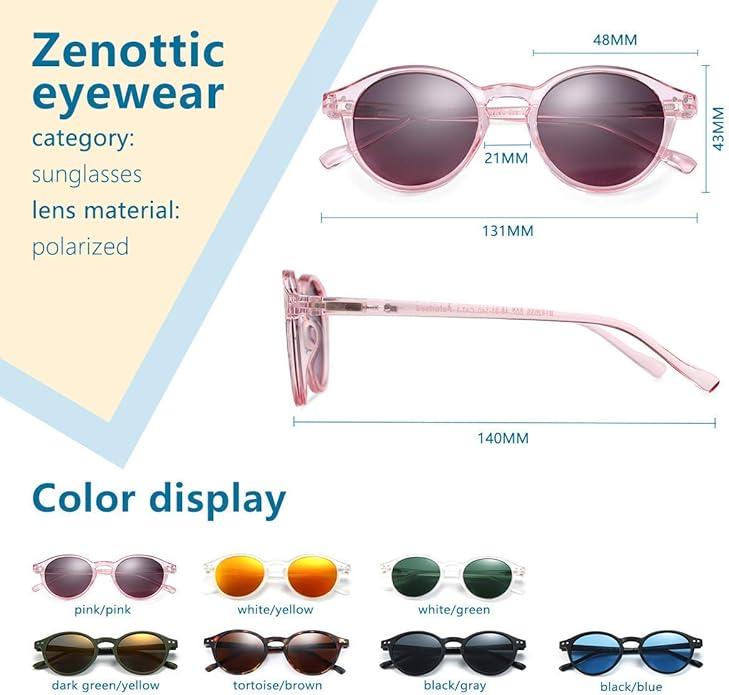 ZENOTTIC Polarized Round Sunglasses, Stylish Sunglasses for Men and Women Retro Classic, Multi-Style Selection