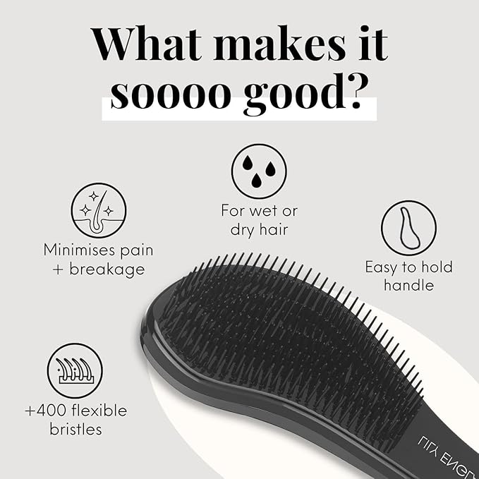 Lily England Hair Brush for Men with Curly, Thick, Straight & Natural Hair - Lightweight Mens Brush with Smooth Flexible Bristles - Black Hairbrush for Man with Wet & Dry Hair