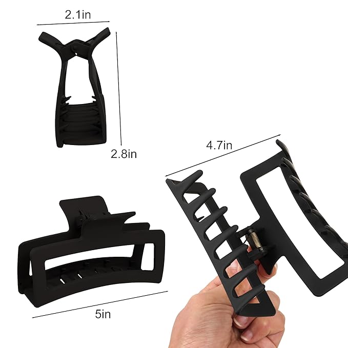 Oversized Claw Clips for Thick, Curly and Long Hair - 5" Non-Slip Jaw Clips with Strong Hold for Women and Girls