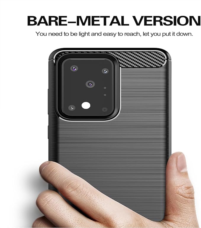 for Samsung Galaxy S20 Ultra Phone case, Shockproof, Scratch Resistant Carbon Fiber Jacket, Soft TPU, for Galaxy S20 Ultra case (Black)