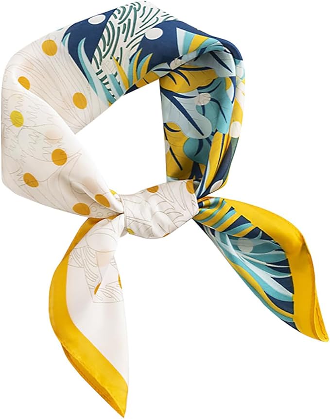 MINIDORA Satin Scarves for Women 27.5 × 27.5 inches Medium Square Elegant Silk Feeling Head Scarf