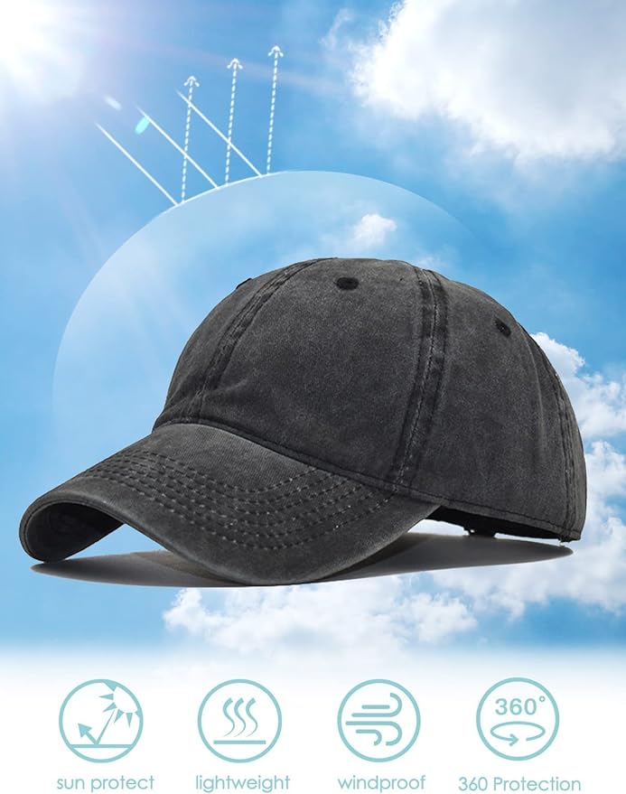 Century Star Baseball Caps for Men Womens Baseball Hat Distressed Cotton Dad Hat Summer Adjustable Golf Runing Hat