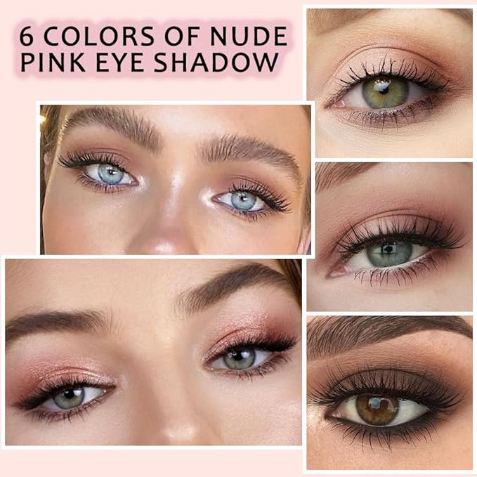 6 Colors Glitter Matte Eyeshadow Palette, Natural Nude Brown Coffee Shimmer Sparkly Eye Shadow Makeup, Warm Pastel Eyeshadows Palette Long Lasting Waterproof Naturing-Looking Women Girls Eye Shadow 02