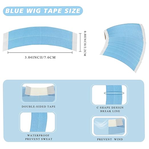 40pcs Wig Tape for Wigs Double Sided Waterproof Lace Wigs Adhesive, Tapes Strips for Lace Front Wig Toupee, Hairpiece Wig Tapes Wig Tape for Hair Extension with Wax Stick Edge Control Wax