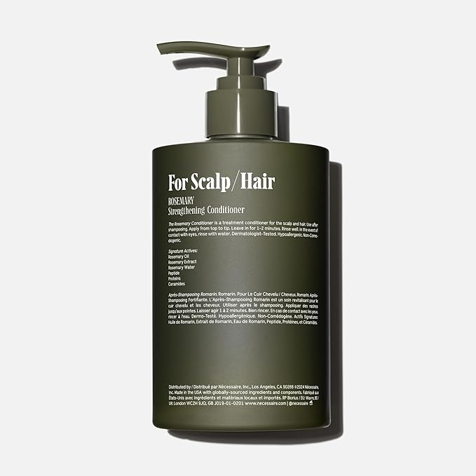 Nécessaire Rosemary Conditioner With Pump | Multi-Protien Strengthening Conditioner For Thinning Hair. For Women + Men. Good For All Hair Types/Textures. Free Of Sulfates. Color-Safe. 250 ml / 8.4 oz