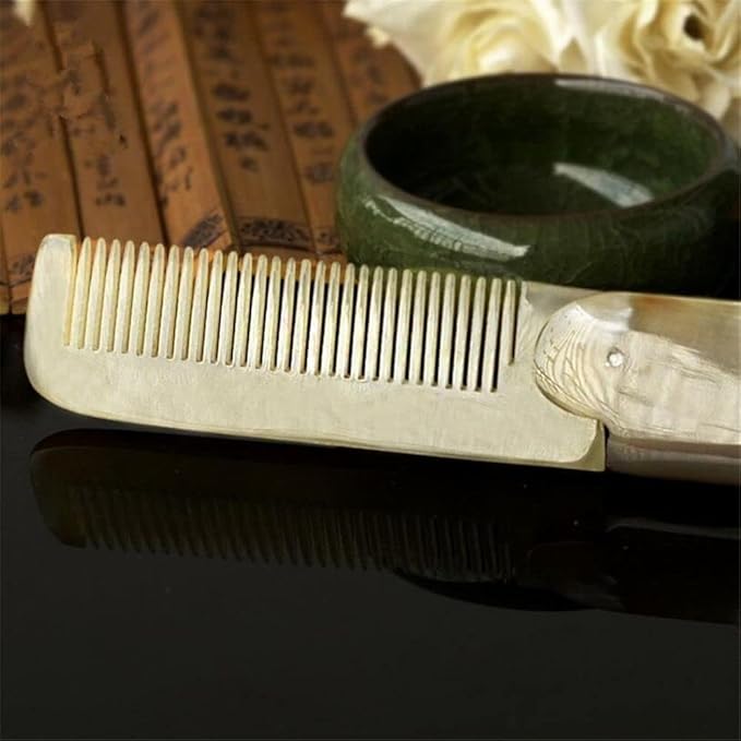 2Pcs Brown Yak Horn Comb Foldable Yak Horn Comb Pockets Clip Moustache Beard Styling Tool Portable Comb Hairdressing Hair Hair Care Tools Hair Styling Tool, Hair Brushes, Styling Tools and Appliances