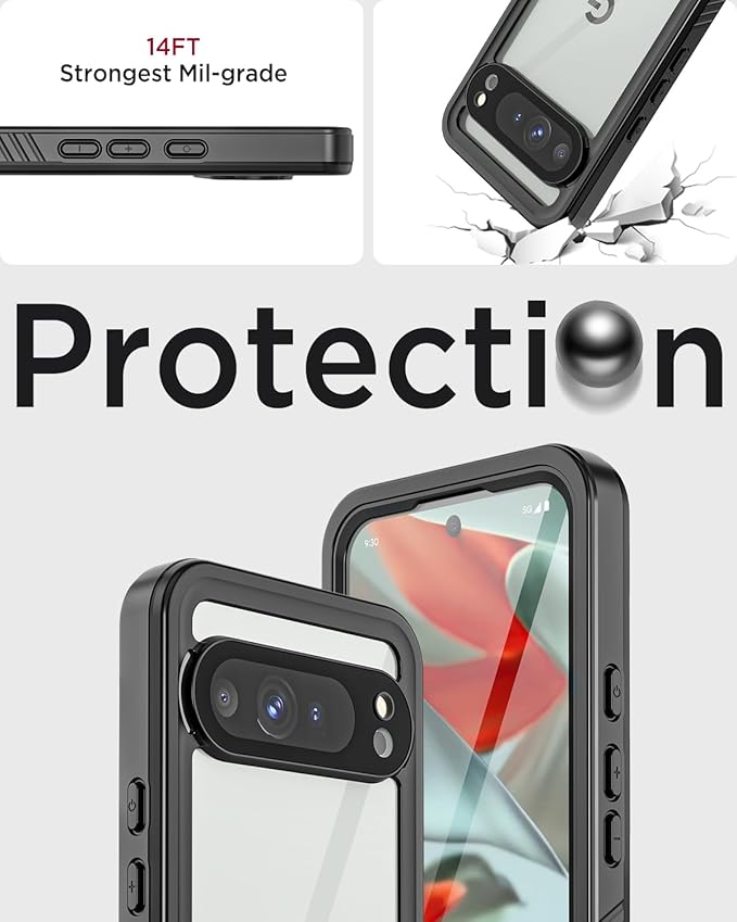 Miimall Cases for Google Pixel 9 Pro XL Case Waterproof, Built-in Camera & Screen Protector, IP68 Waterproof, Military Grade Shockproof Dustproof Full Body Rugged Phone Case for Pixel 9 Pro XL 6.8"