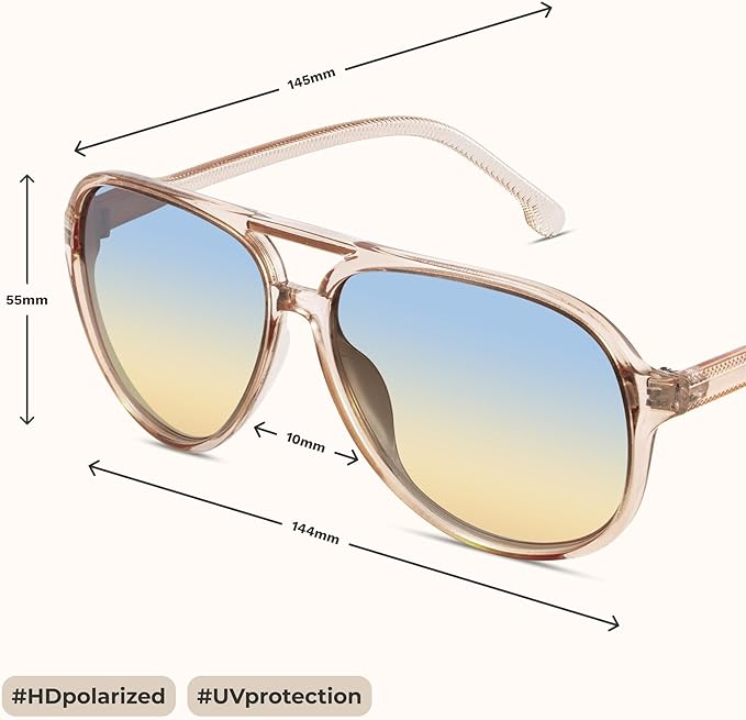 livho Trendy Polarized Aviator Sunglasses Women Men, Retro Sun Glasses for Women Men 2025, Oversized UV Protection Shades