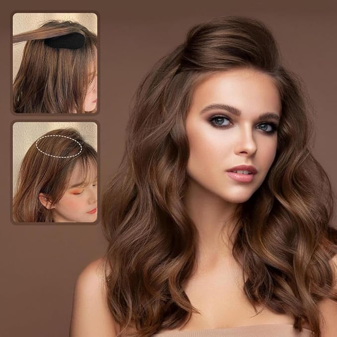 2Pcs Charming Bump It Up Volume Inserts,Bump It Up Hair Pads,Hair Styling Accessories,Do Beehive Hair Base Styling Clip Accessories for Women Lady Girl (Coffee)