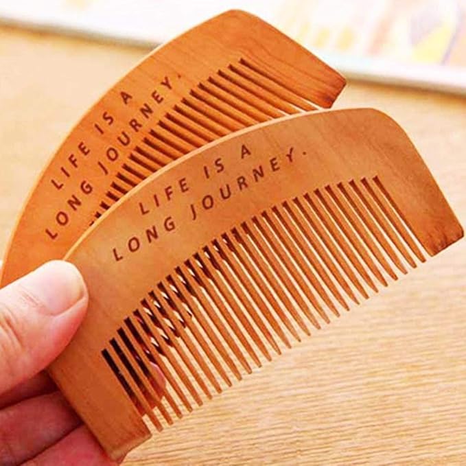 2 Pcs Brown Peach Wood Wooden Comb Anti-Static Comb Close Tooth Comb Styling Tools and Appliances