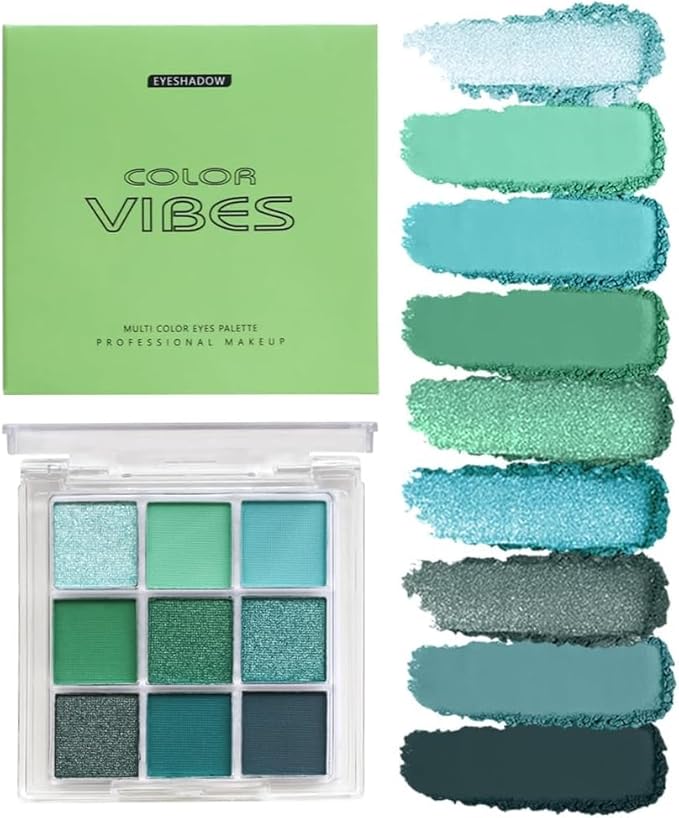 4 Pack/Set Eyeshadow Palette Set - Black, Blue, Green, Purple Themes, High Pigmented Blendable Matte & Glitter Shimmer Finishes, 24-Hour Long Wear Eye Makeup for Christmas Party & Music Festival