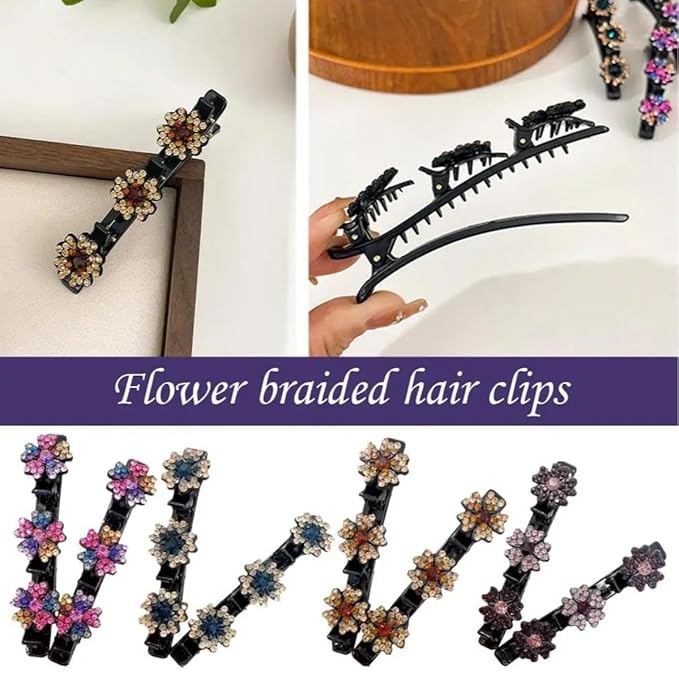 4Pcs Sparkling Crystal Stone Braided Hair Clips Women Hair Accessories for Styling Sectioning,Braided Hair Clips for Women for Quick Change of Look Styling