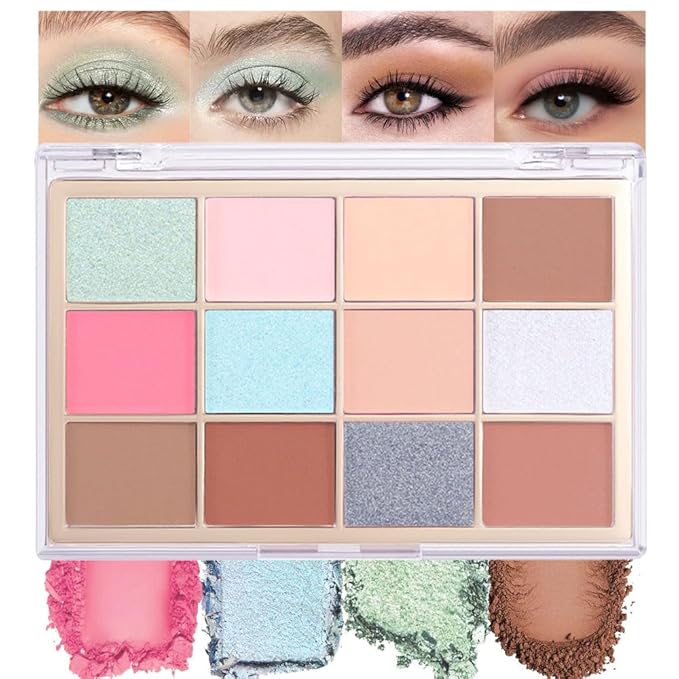Nude Silver Brown Eyeshadow Palette,Natural Neutral Soft Small Cream Light Colors Eyeshadow Palette,Highly Pigmented Eye Shadow Palette Long Lasting Naturing-Looking Make Up Pallets for Women,Vegan