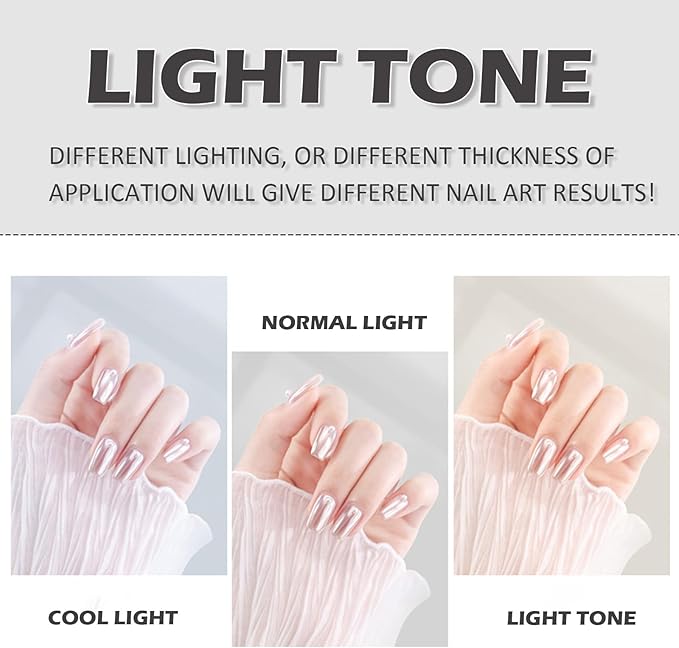 Mirror Effect Chrome Nail Powder,White Pearl Iridescent Aurora Magic Pearlescent Nail Jewelry Glitter Powder Holographic Pigment Pearl Glitter Dust,DIY Nail Art Decorations,3g