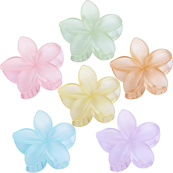 Hawaiian Flower Hair Clips for Women 6 Pack Flower Hair Claw Clips Plumeria Claw Clips for Thin Hair Large Claw Clips for Thick Hair Beach Tropical Hair Accessories for Girls - Ice cream