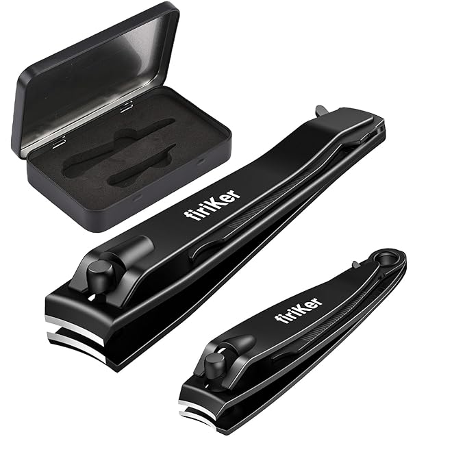 Nail Clippers Set, Heavy Duty Black Matte Stainless Steel nail Clipper with Nail File,Fingernail and Toenail Clipper Cutters, Nail Clipper Tools for Men & Women,Christmas Best Gift Tin Case