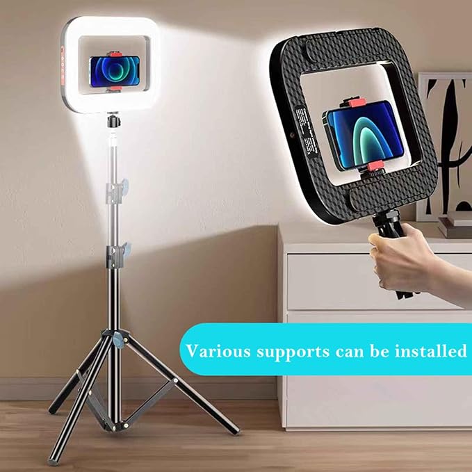 Phone Video Rig QYPENT Handheld LED Ring Light Selfie Light Phone Video Stabilizer for Camera, Smartphone, Action Camera, YouTube, Setup, Filmmaking, Makeup, Vlogging (YM200)