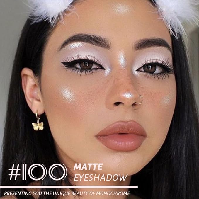 Monochrome Matte Eye Shadow Palette,Pearl Pink Neutral Nude Matte Pressed Powder Single Eyeshadow,Highly Pigmented Natural Long Lasting Naturing-Looking Eyeshadow,Talc,Paraben Vegan & Cruelty Free