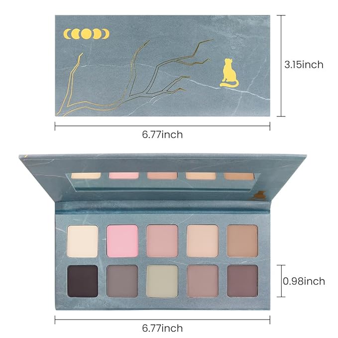 Ten Color Green Pink Brown series Matte eyeshadow Makeup palette,High-Pigment Eye Shadow, Smooth & Blendable,Everyday Velvety Matte Finish Eye Makeup Looks box,Vegan & Cruelty-Free,Built-in Mirror 01