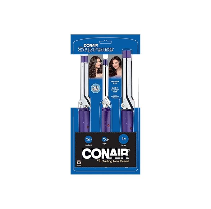 Conair Supreme Curling Iron Combo Pack, 1/2", 3/4", & 1", Set of 3