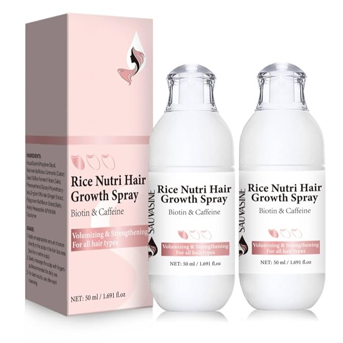 2PCS Rice Nutrient Oil-Free Scalp Care Spray, Rice & Ginger Root Treatment for All Hair Types, Hygienic 1.69 Fl Oz x 2