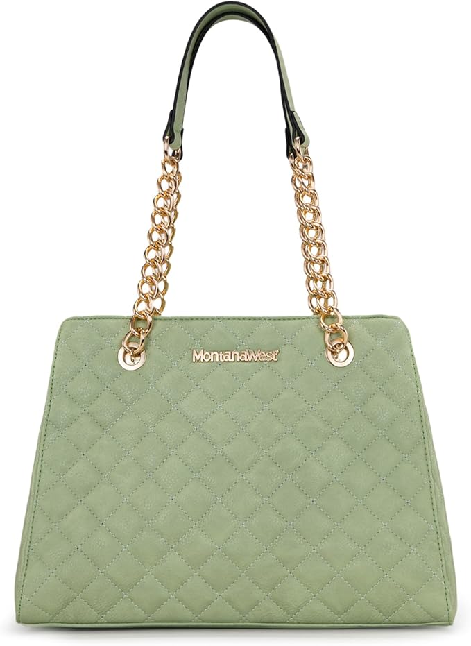 Montana West MEDIUM Tote Bag for Women Quilted Chain Handbags Shoulder Purse