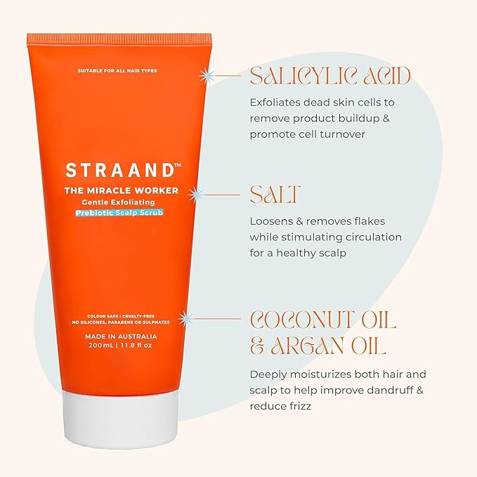 Miracle Worker - Gentle Cleansing Scalp Scrub - Infused with Salicylic Acid & Argan Oil to Soothe Dry Scalp - Helps to Prevent Dryness, Reduce Frizz & Boost Shine (6.8 oz)
