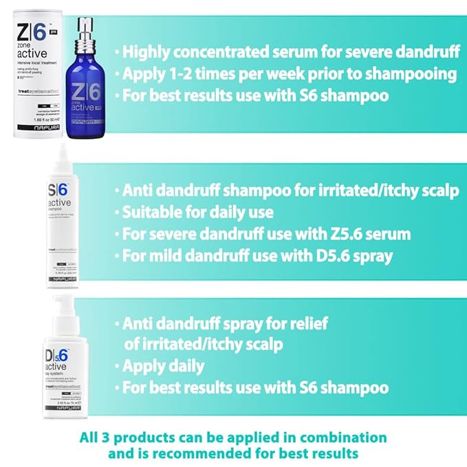NAPURA D5.6 Anti Dandruff Treatment with Tea Tree Oil, Salicylic Acid and Zinc (2.53 fl oz) - Natural Dry Itchy Scalp Leave In Conditioner Spray for Women and Men