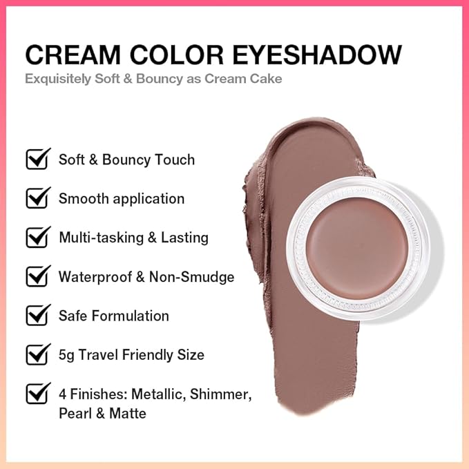 evpct Matte Stone Single Cream Eye Shadow Palette Pot Makeup for older Women, Highly Pigmented Monochrome Cream to Powder Eyeshadow Palette Matte Liquid eyeshadow, Natural Waterproof Blendable