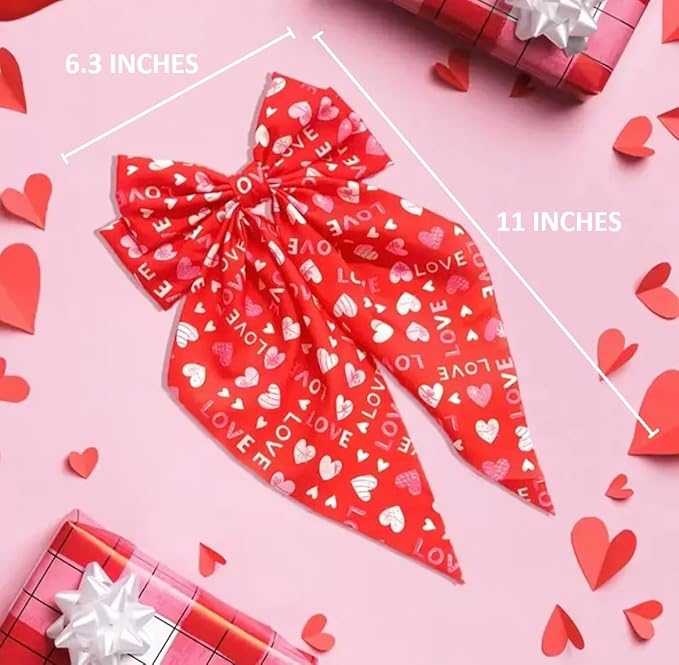 Mother's Day Hair Bows for Women Ribbon Bow Hair Clips with Long Tails Vintage Hair Accessories for Women Valentine Hair Bows Heart Hair Bow