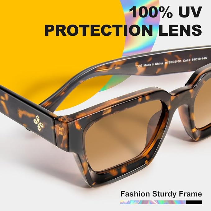 VISOONE Fashion 100% UV400 Protection Rectangle TR90 Y2K Sunglasses Accessories for Women Men RIVER