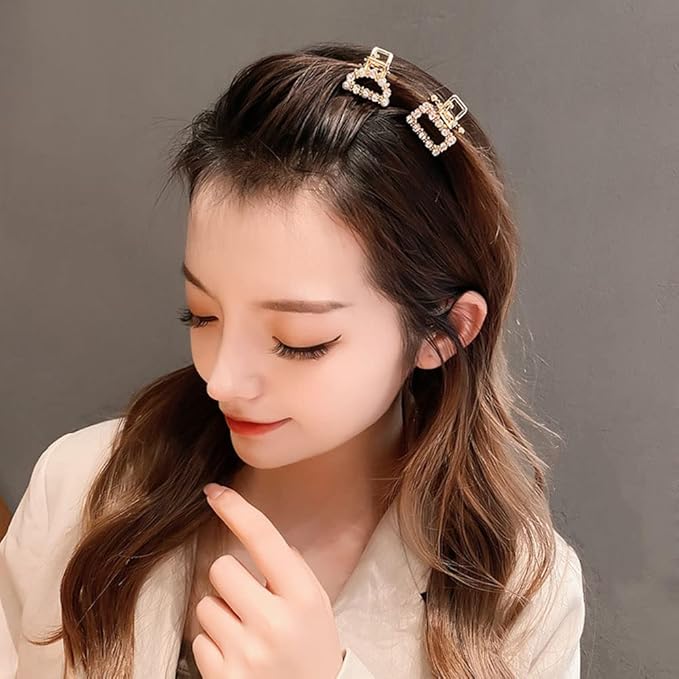 6PCS Sweet Mini Meatl Claw Clip With Pearl, Barrettes Claw Crab Hairpins Styling Fashion Hair Accessories for Women Girl