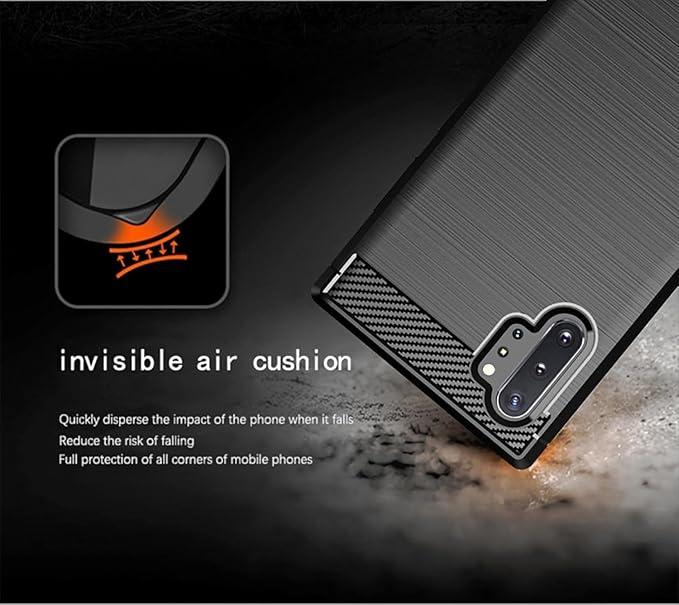 for Samsung Galaxy Note10+ Plus 5G Phone case, Shockproof, Scratch Resistant Carbon Fiber Jacket, Soft TPU, for Galaxy Note10+ Plus 4G case (Black)