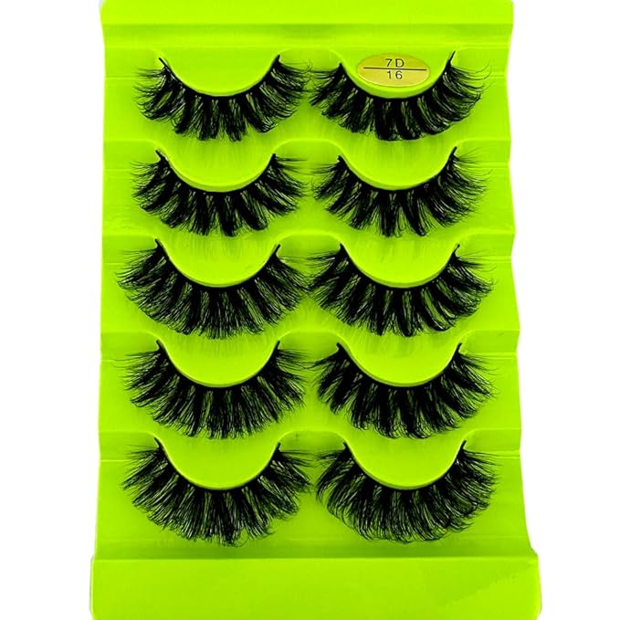HBZGTLAD Cat eye Eyelashes 3D Natural False Lashes D Curl Fluffy Soft Cross 5 pairs Manga Lashes Wispy Natural Eyelash Extension Makeup (7D-16)