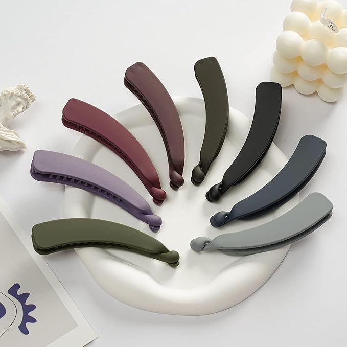 8Pcs Banana Hair Clips for Women Thin Hair,Strong Holder 4.3" Large Cute Ponytail Matte Banana Clip Hairs for Fine Hair,No Slip Girl Ladies Beauty Clamp Clasp Clip Xmas New Year Gift Stocking Stuffers