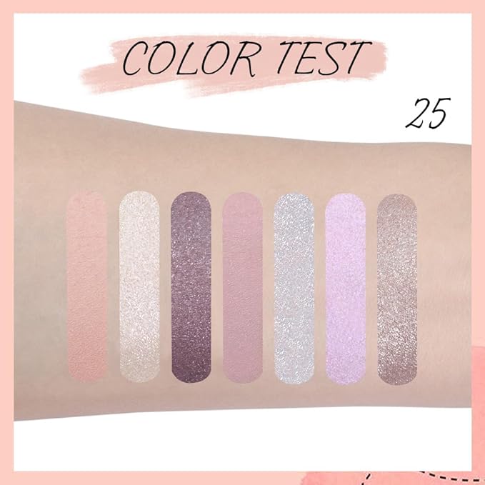 Seven Color Matte Shimmer Eyeshadow, 7 Gray Nude Champagne Gold & Purple Rose Gold Yellow Series Pressed Powder Eyeshadow, Daily Silky Makeup Eyeshadow Palette,Easy to Carry,Vegan & Cruelty-Free, 25#