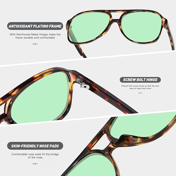 YDAOWKN Retro Aviator Sunglasses for Women Mens Large Frame Classic Vintage 70s Sun Glasses Aviators
