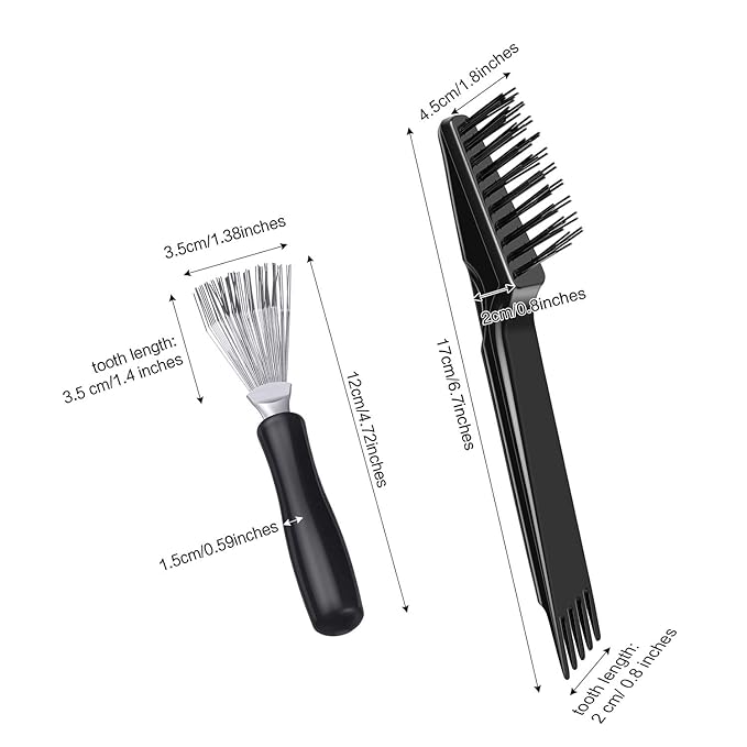 Boao 2 Pieces Hair Brush Cleaning Tool Comb Cleaner Brush Mini Comb Cleaning Hair Remover Tool for Removing Dust Home and Salon Use(Black Color)