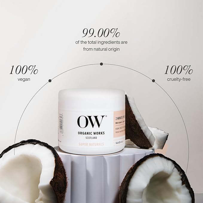 Organic Works Super Naturals 2 Minute Pro Nourish Hair Mask - Hydrating Hair Mask for Damaged Hair - Restores Split Ends and Reduces Frizz - 5.07 oz