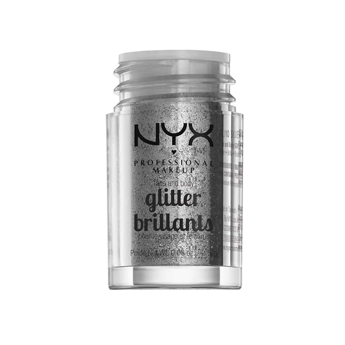 NYX PROFESSIONAL MAKEUP Face & Body Glitter, Silver (Pack of 2)