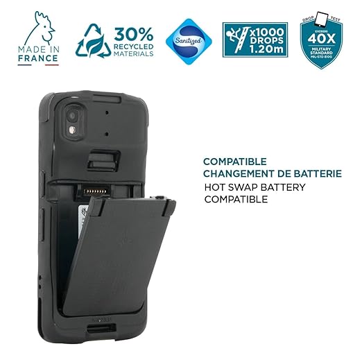 Mobilis Rugged Case for Zebra TC22 TC27 Mobile Computer, Reinforced Protective Case, Military Grade Shockproof, Compatible with Charging Accessories, Recycled Materials, Black