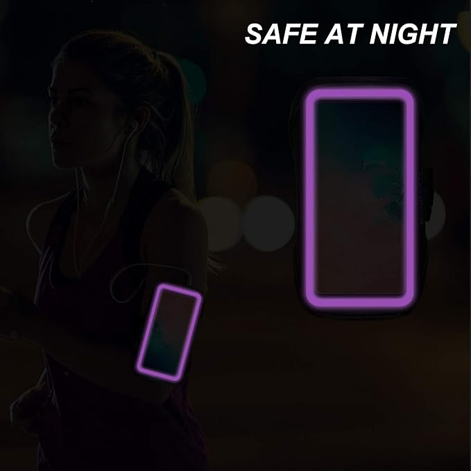 Armband for Samsung Galaxy S25/S24/S23/S22/S21/S20/S10/S9/S8 up to 6.2",Water Resistant Running Exercise Gym Bag with Card Slot and Key Holder (Purple)